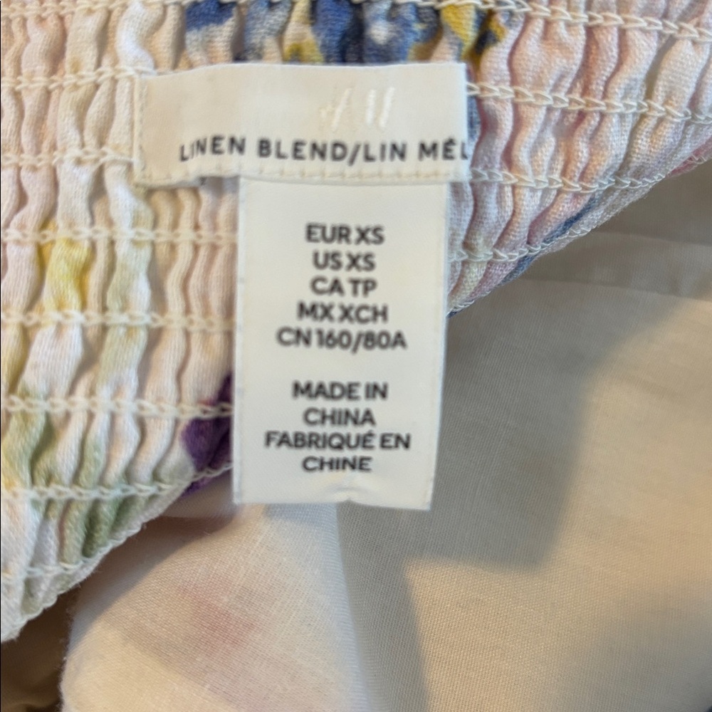 H&M Floral Linen and Cotton Blend Maxi Dress in Cream Size Extra Small - Picture 5 of 5